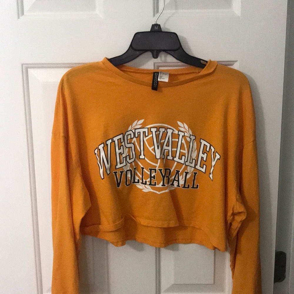 Orange Cropped Long Sleeve Shirt